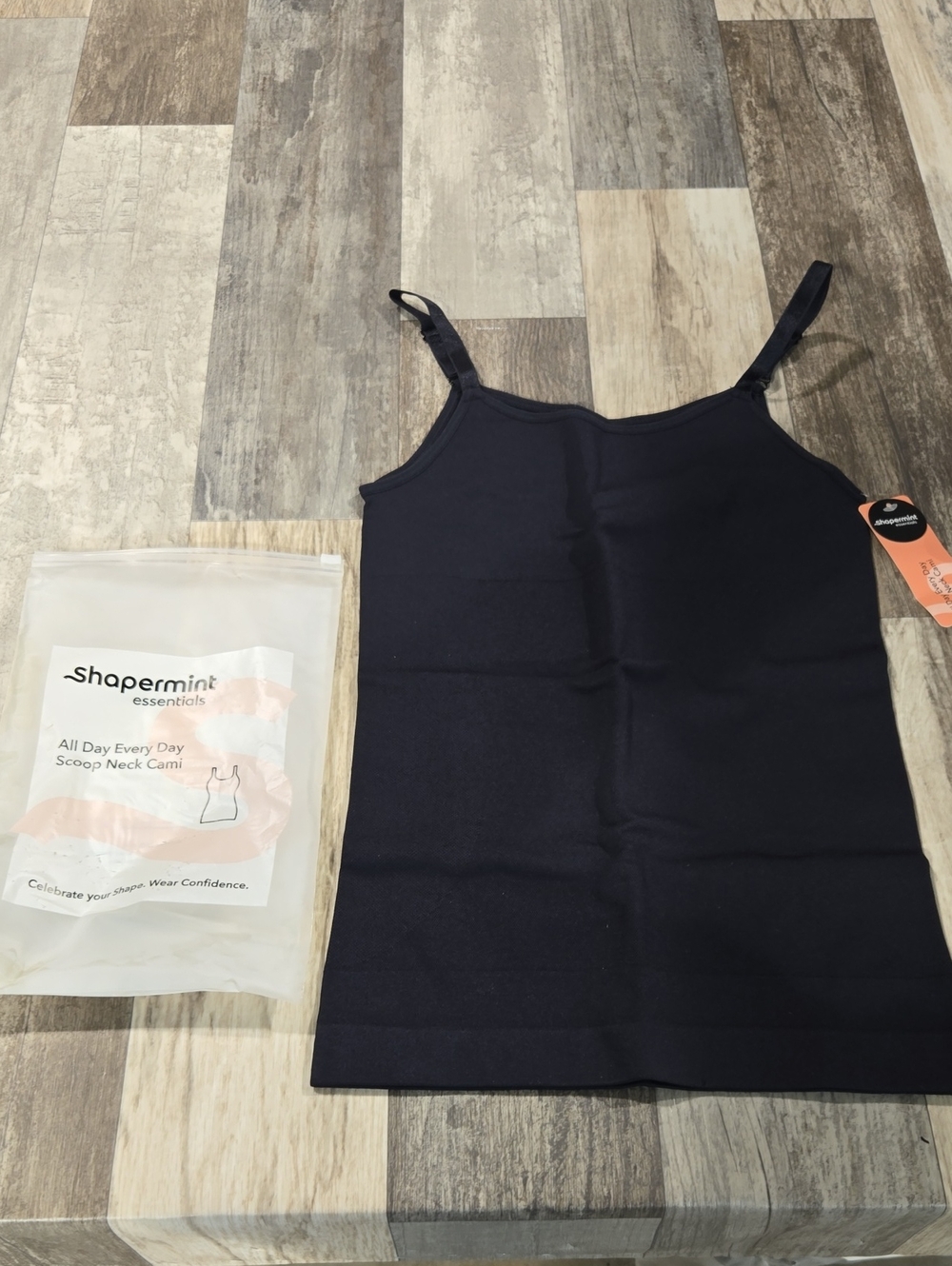 Shapermint Black Scoop Neck Cami with Adjustable Straps